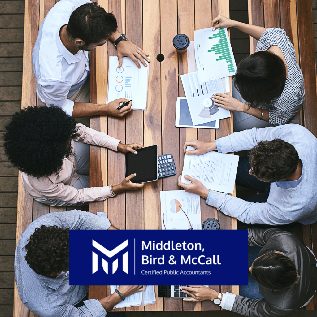 Overhead shot of a small business team working on a project.